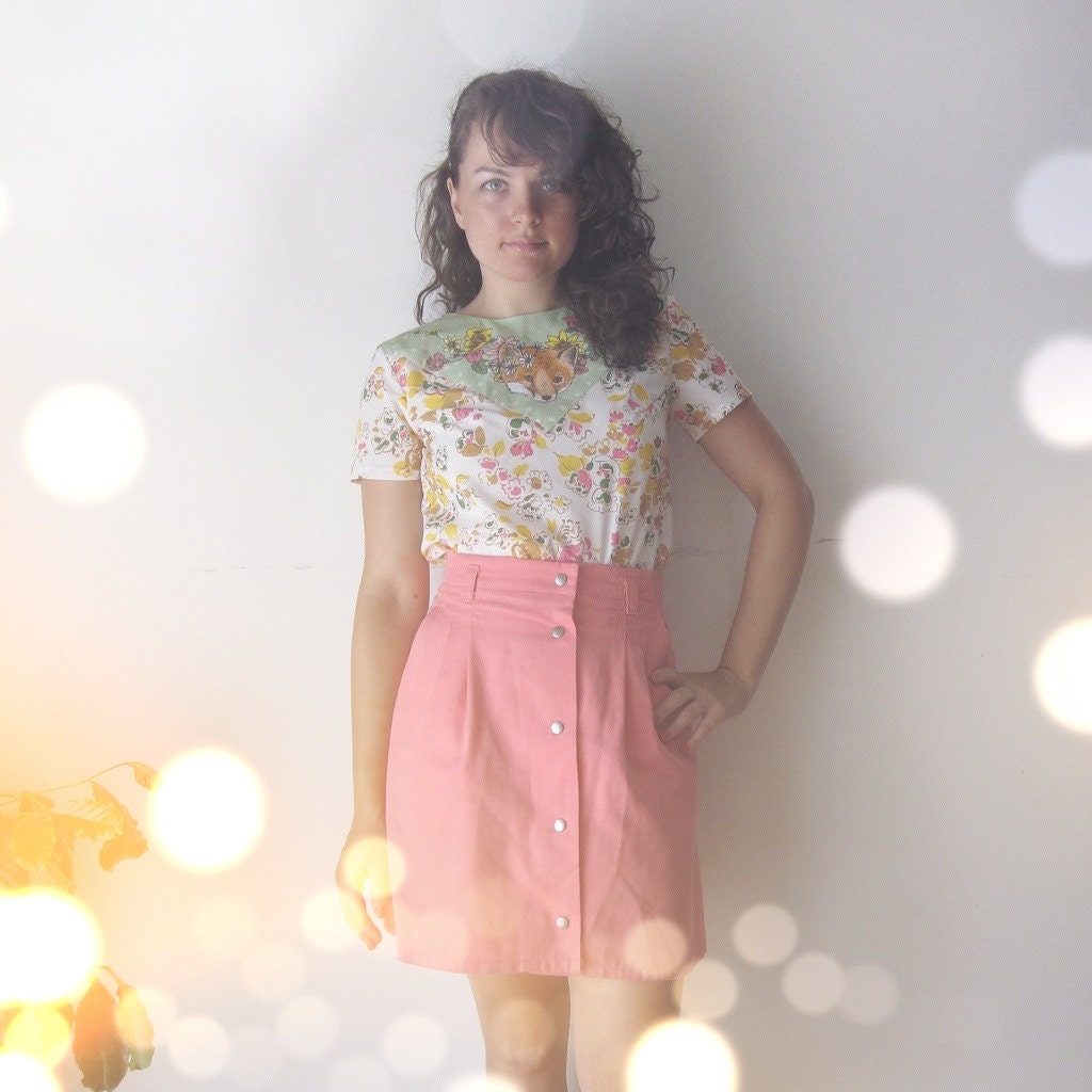 fox print floral top Supayana LAST ONE size small
