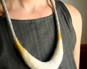 Crescent Necklace - Hand Felted Merino Wool - Cream, Mustard and Grey - Made to Order