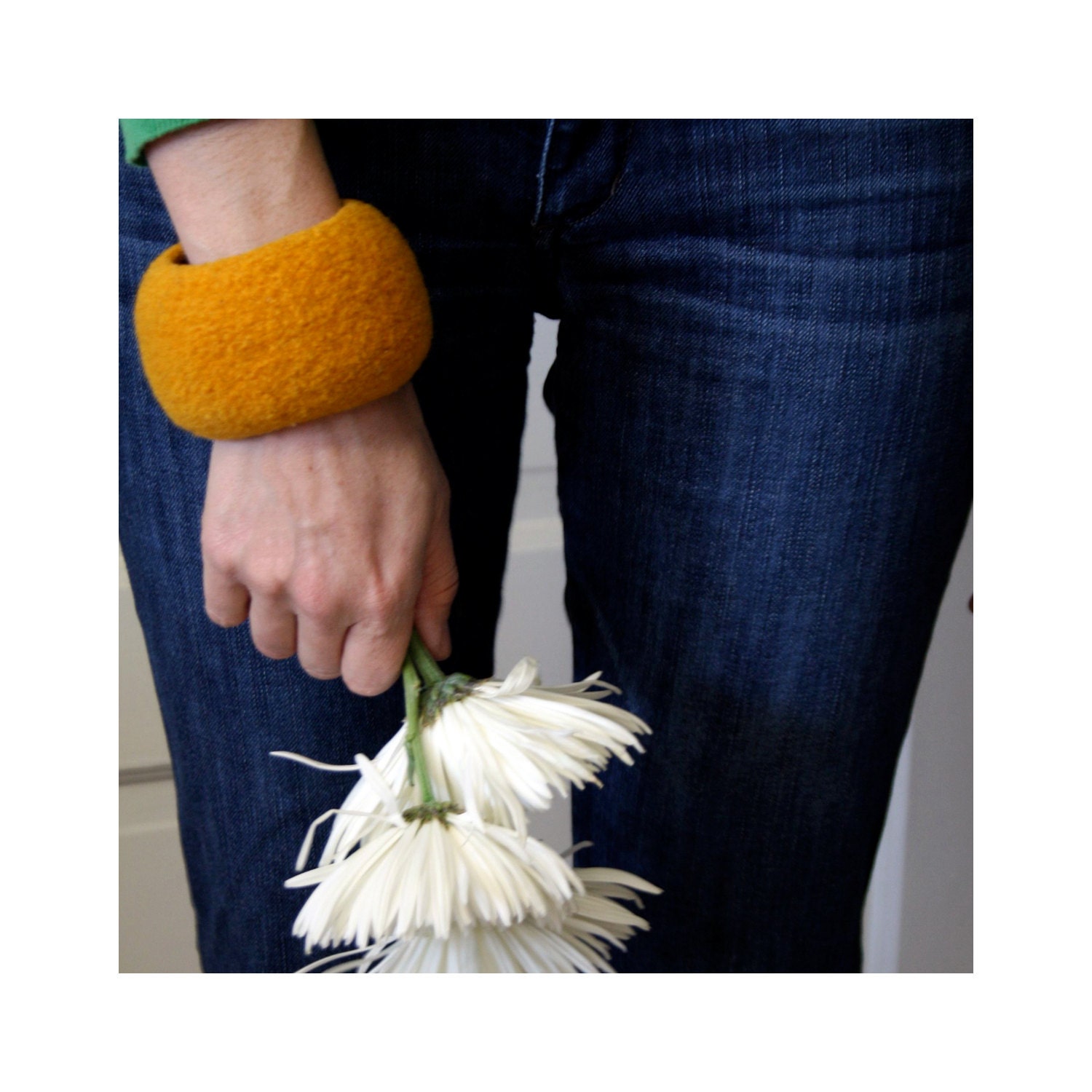 Bubble Cuff - Felted Wool - Mustard
