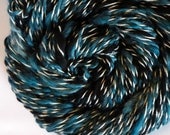 Handspun Yarn Blue Black White 108 Yards 2 Ply