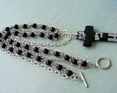 Multi Strand Graffiti Cross Chain Necklace