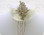 Mother Of Pearl Wedding Hairpiece Rhinestone Hair Comb Leaves Beach Bride Shell Vintage Jewelry