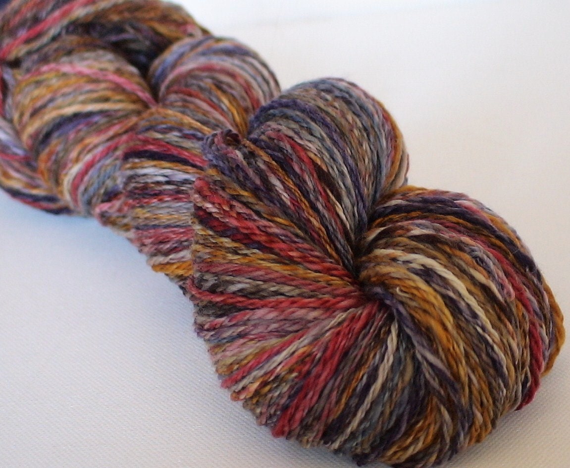 Superwash 19 micron merino 3ply handspun and dyed yarn 3.9ozs 260yards