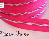 HOT PINK Zipper by the Yard - 3 YARDS - zipper flowers, sewing, scrapbooking