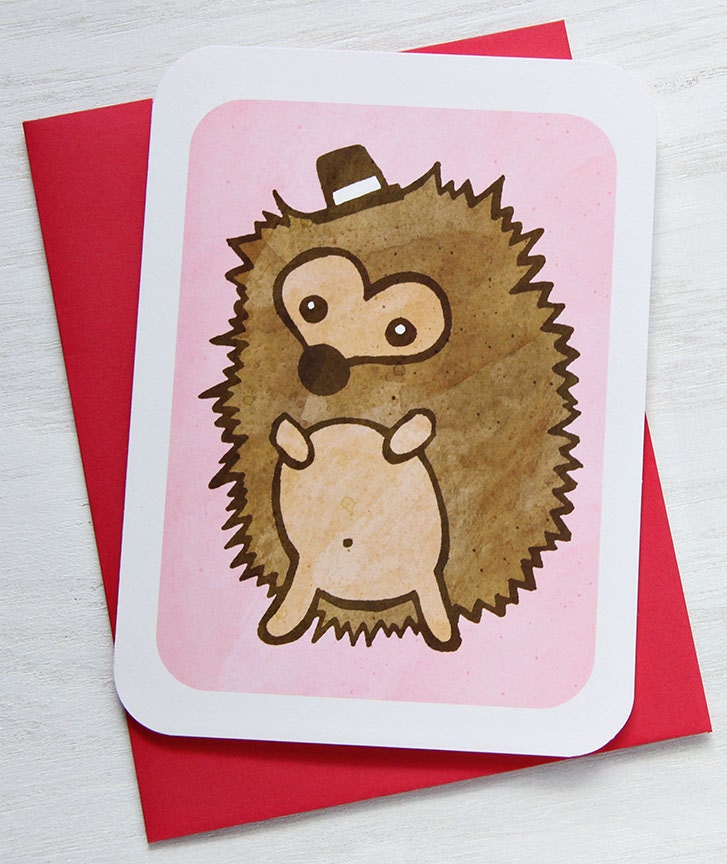 Cute and Fancy Hedgehog Notecard