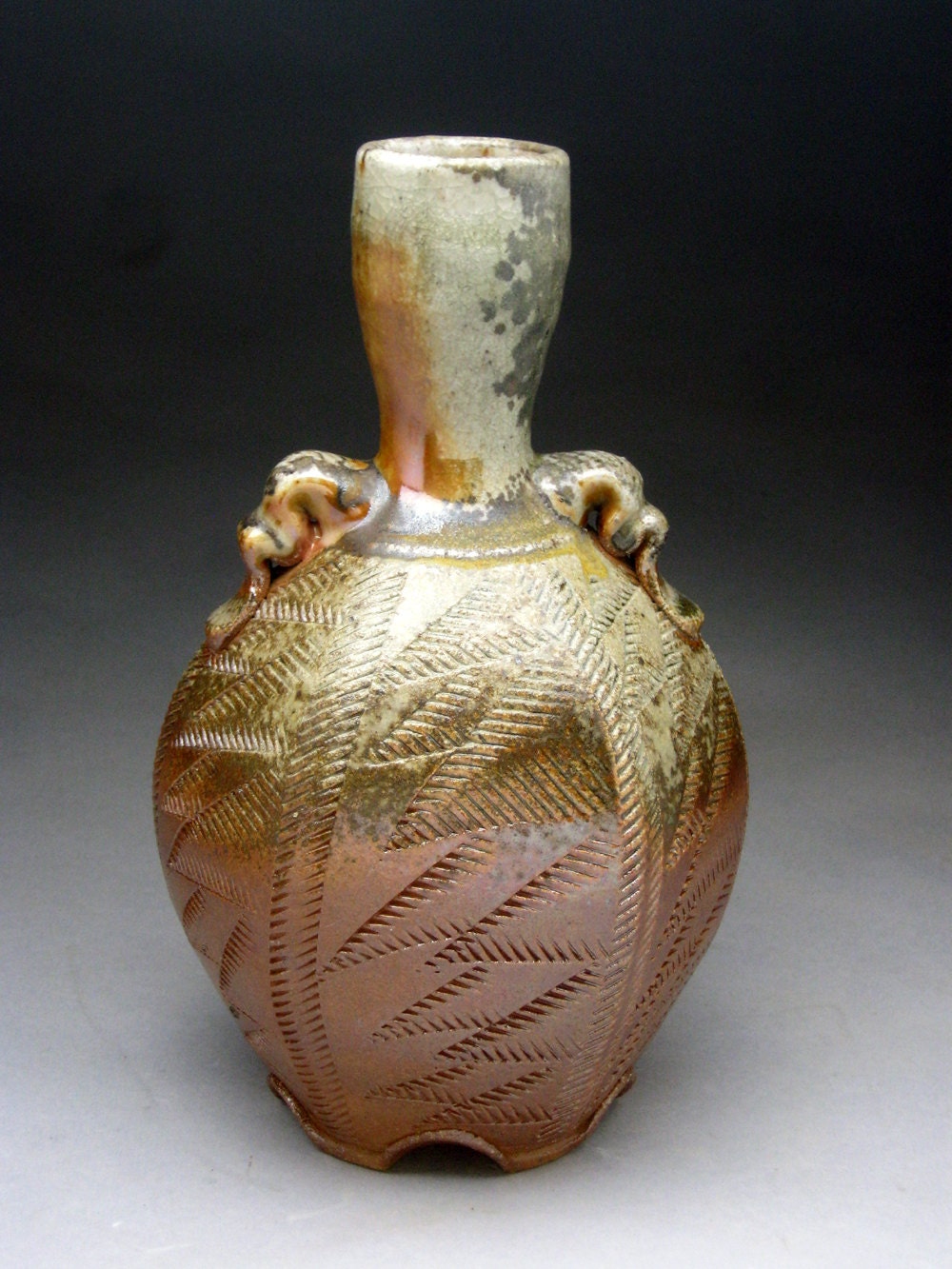 WoodFired Hexagonal  Vase