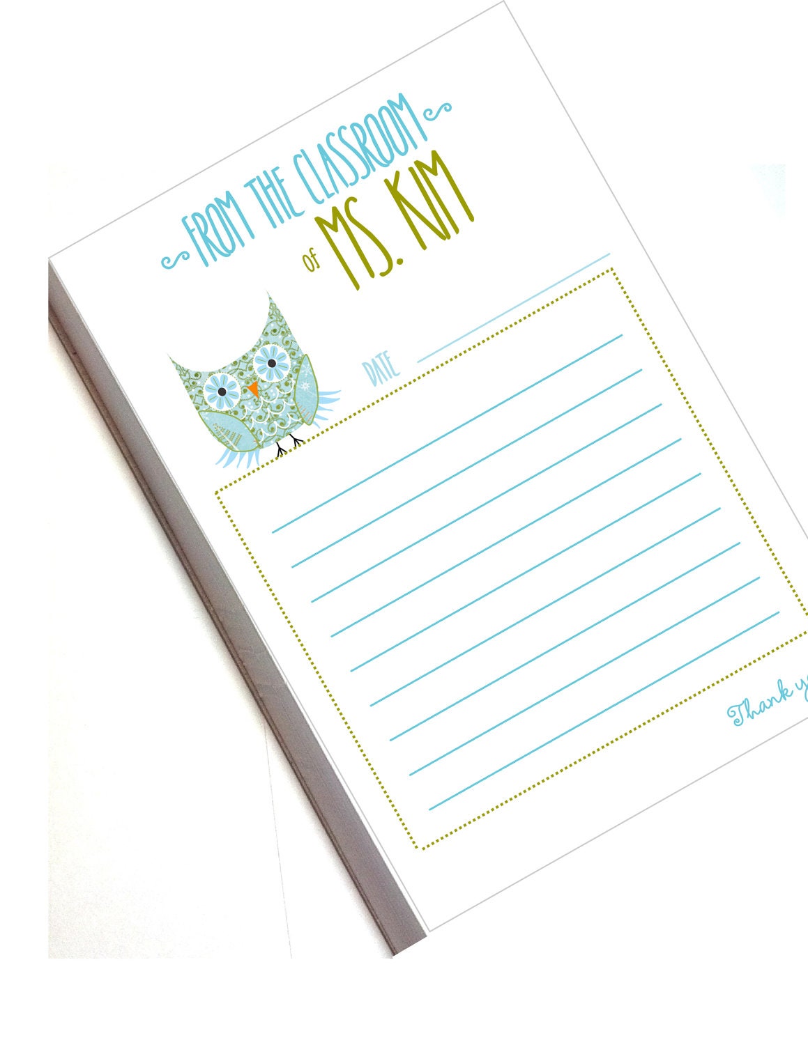 TEACHER notepad vintage OWL