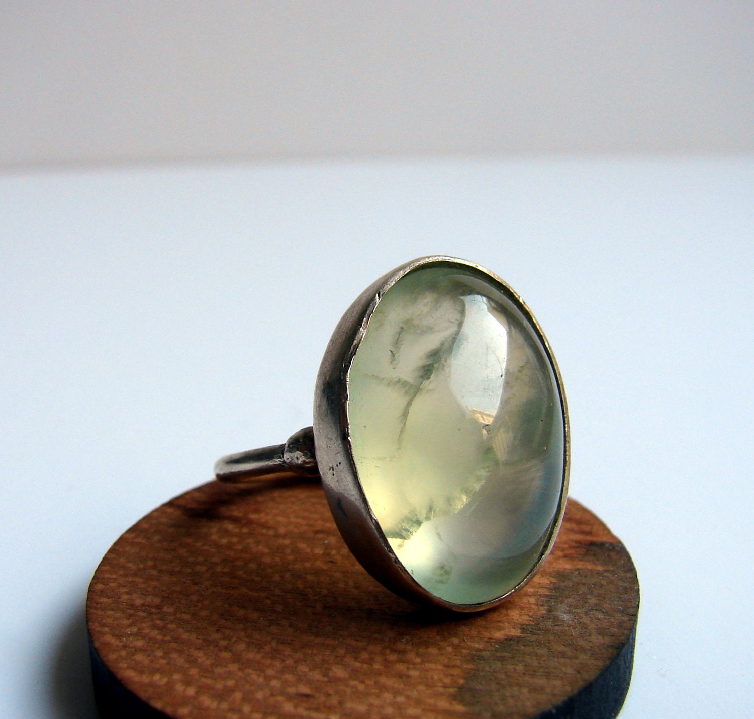 Phrenite Gemstone sterling silver Cocktail ring