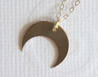 Downward Gold Crescent Moon Necklace - Gold Filled Everyday Jewelry