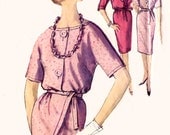 1960s Day Dress - Simplicity 4139 - Stand Up Collar - Kimono Sleeves - Slim Skirt - Vintage Sewing Pattern - Size 16 / Bust 36