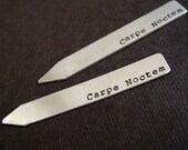 Personalized Collar Stays - Custom Hand Stamped Sterling Silver Collar Stays - Great Groomsmen Gifts