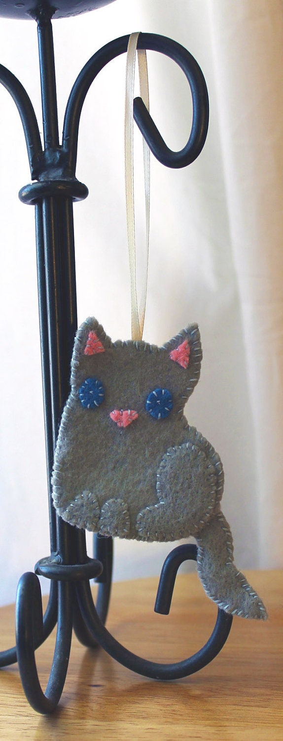 Cat Felt Christmas Ornament Handmade