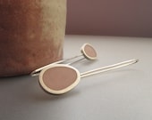 Smoky Pink  Oval  Earrings - Bud  - Silver & Resin Jewellery UK - Pastel Pink