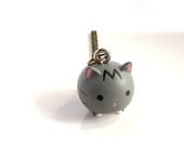 Kawaii Japan Grey Neko Cat. Cute expressionless emotion Kitten Cat. Pendant Necklace