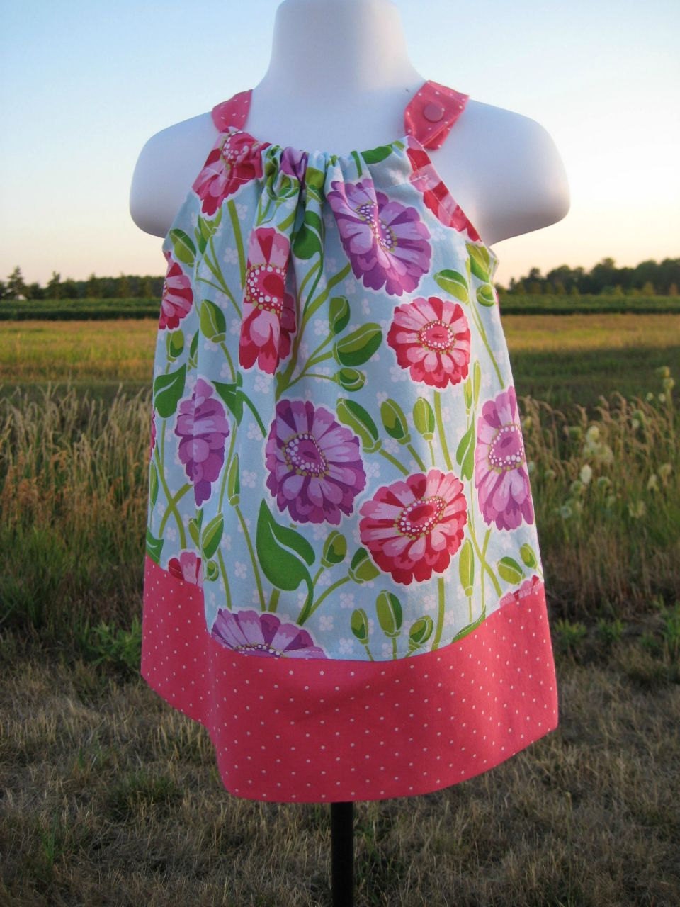 Pillowcase Dress Spring Print  Lush Zinnia Garden Fabric Choose Your Size