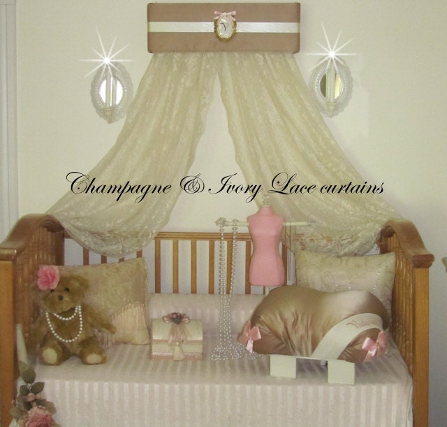 Crib Canopy Bed Crown JoJo Teesters Princess Champagne Ivory Pink Silver Personalized FREE SaLe