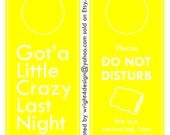 Yellow Wedding, Bachelor, Bachelorette, Guest Door Hanger - Custom Made to order. DO NOT DISTURB.