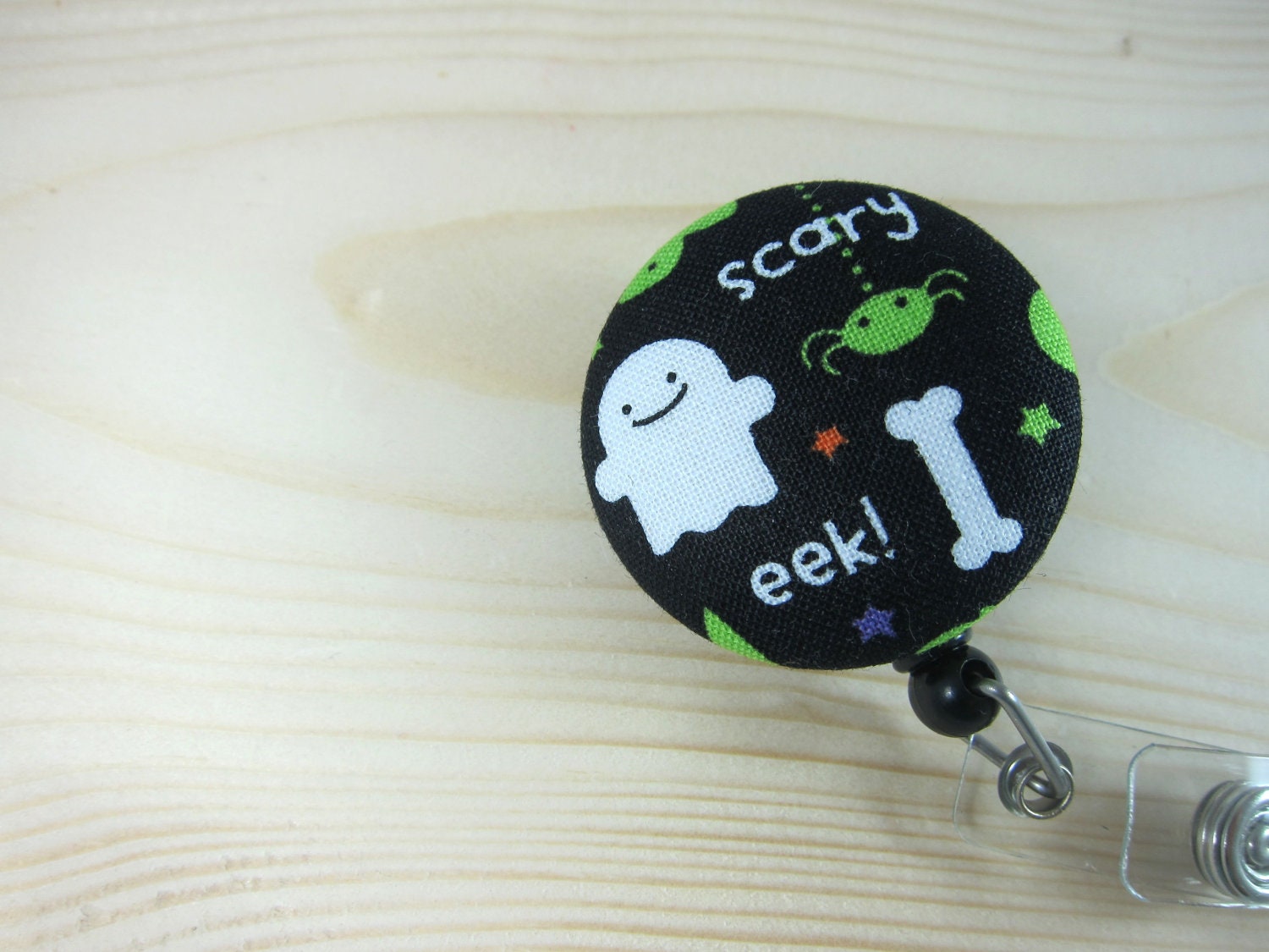 Cute Halloween Retractable Badge Holder / ID Badge Reel (Clip-on) - Ghost