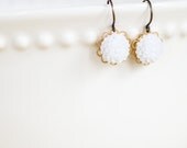 Tiny White Marigold Earrings