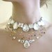 Rainbow Aurora Borealis Rhinestone Illusion Statement Bib Necklace, Colorful Floating Gems, Fashion Jewellery