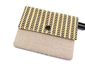 Purse / Coin Purse / Card Pouch - Hand Printed Cotton & Linen with Snap Closure