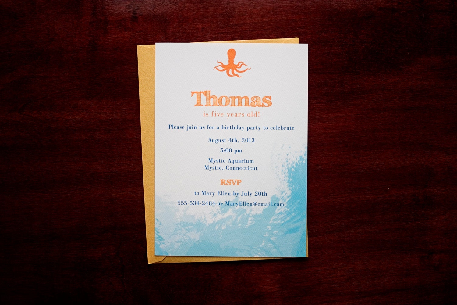 Octopus Watercolor Party Invitation