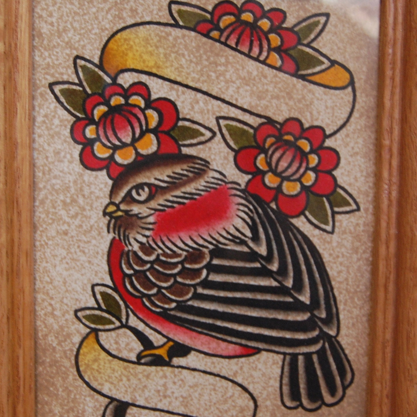 Custom 6x8 Watercolor -Any Name, Date or Phrase- Little Fat Finch. Classic Custom Art byLB
