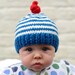The Knitted Natty Hat in Blue and Cream Stripe