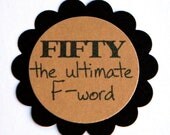 50th Birthday Party Favor Tags, Scalloped Embellishments for DIY Cupcake Toppers, Fifty, Black and Gold, Set of 12 Il_170x135