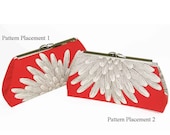 CLEARANCE - Ready to Ship - DAHLIA Modern Style Clutch - Soft Red Linen - Ivory Silk Lining