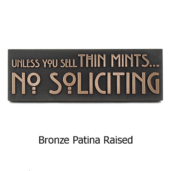Thin Mints No Soliciting Sign, Thin Mint Cookies, Girl Scouts, No Solicitors, 12" W x 4" H made in USA