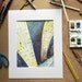New York City Street  - An original painting, collage,mixed media illustration, ready to hang picture, yellow, purple