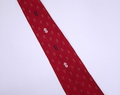 Vintage 1950s Fine Silk Tie in Deep Red with Black and White by Resilio