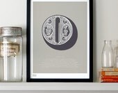 Illustrated Letter O in Putty/Charcoal - decorative screen print