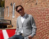Mens Cardigan Sweater / Mens Gray Cardigan / Mens Vintage Cardigan Sweater