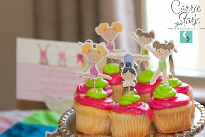 Gymnastics Party - Set of 12 Assorted Gymnast Cupcake Toppers by The Birthday House Il_170x135