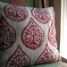 Russet Tree and Fern hand printed on natural gray linen pillow case