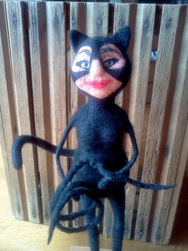 Cat Woman - Needle Felted Art Doll