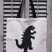 godzilla tote - vintage design GODZILLA bag - cotton canvas vintage monster tote