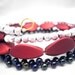 Triple Wrap Bracelet Bangle Silver, ruby red, iridescent midnight blue
