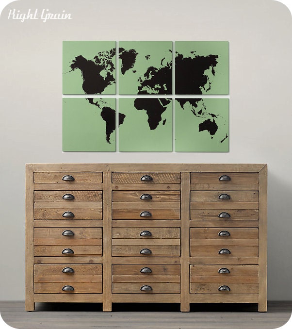 Modern World Map Painting - Large Wall Art Screen Print Made to Order