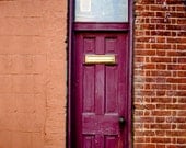 Photograph Plum Wood Door between Brick Walls - 8x12