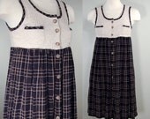 Early 90's Plaid Button-up Jumper Dress, XS/S