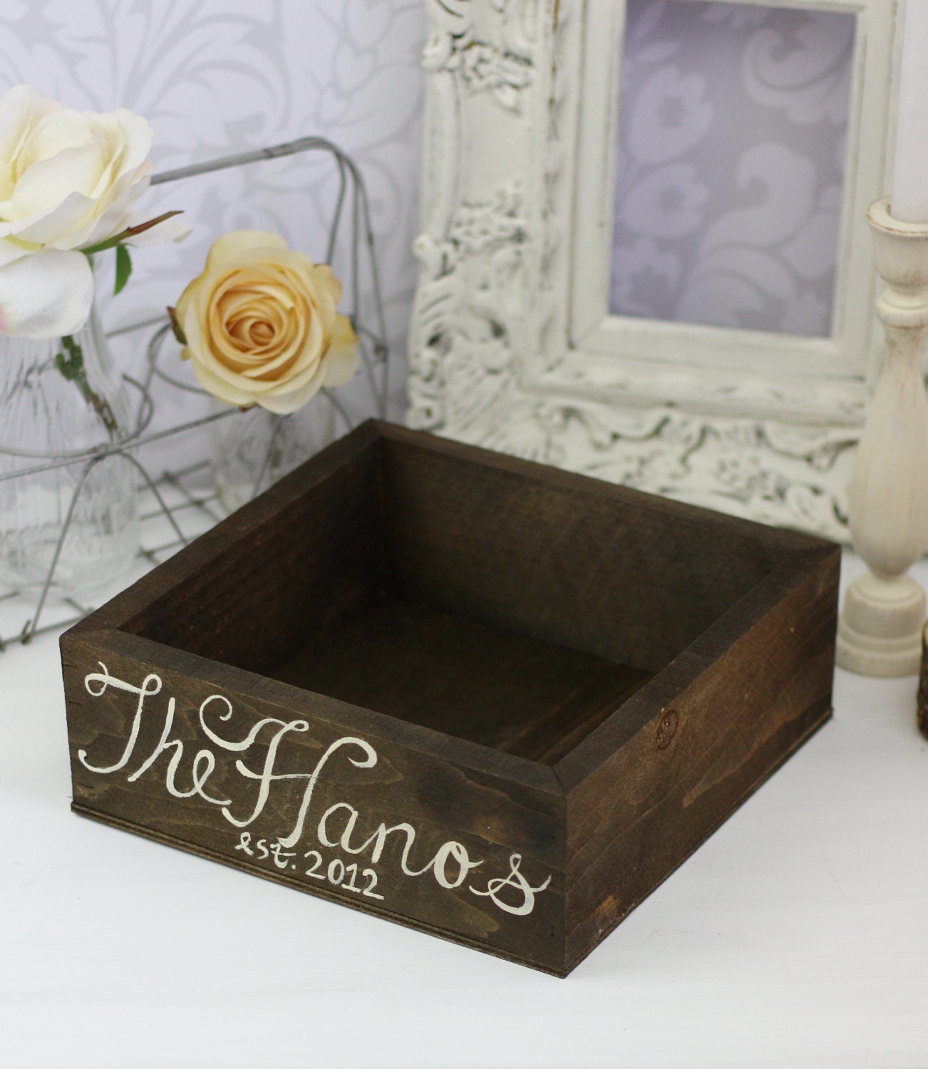 Personalized Tray Planter Candle Box Rustic Chic Home Decor by Morgann Hill Designs Country Living (P20009)