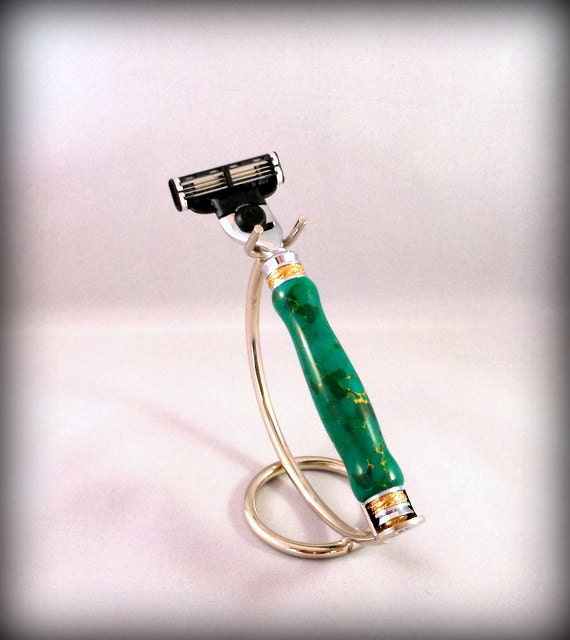 Majestic Mach 3 Razor with Arizona Jade Hand Crafted Handle