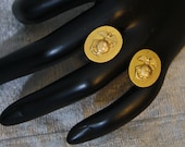 Vintage Gold Marine Military Emblem Earrings