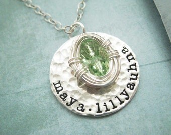 Sterling Silver Filled Two Egg Birthstone Nest Mother's Necklace - Nest is More 2 Eggs - Pearls children stamped mom mother custom