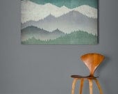 FIRST SNOW winter mountains graphic art Stretched Canvas Wall Art -  24x36x1.5   inches  ReadY to Hang Wall Art - nativevermont