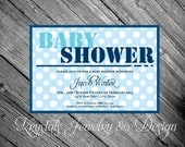 Polka Dot Fun and Cute Baby Shower Boy or Girl Invitation with Envelope - 4 3/4" x 6 1/2" - Showers - Print - Pink Blue