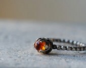 Fancy citrine ring sterling silver. Honey drop ring. Citrine stack ring size 6.5